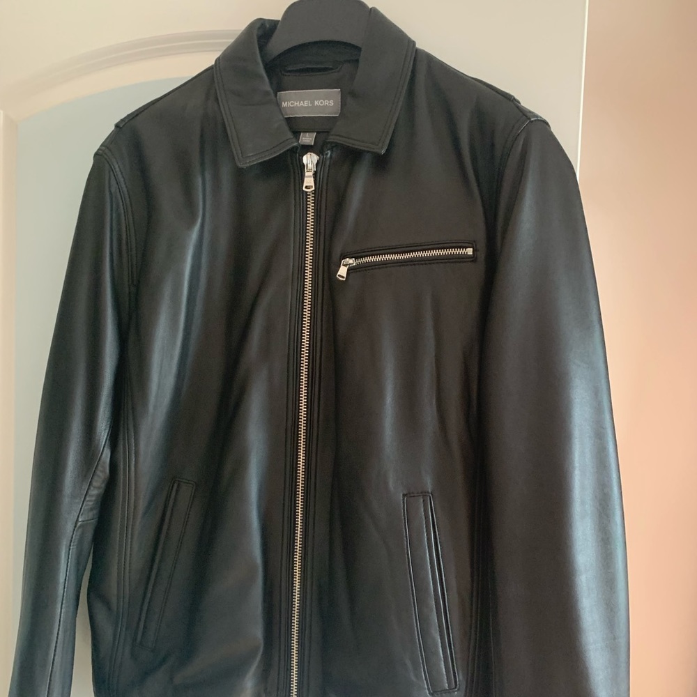Men’s Leather Jacket, size L, in excellent condition, Michael Kors